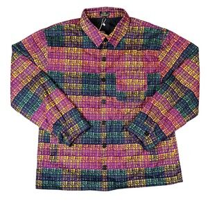 D'Iyanu Quilted Shirt Jacket Mens L Multicolor African Print Geometric Shacket